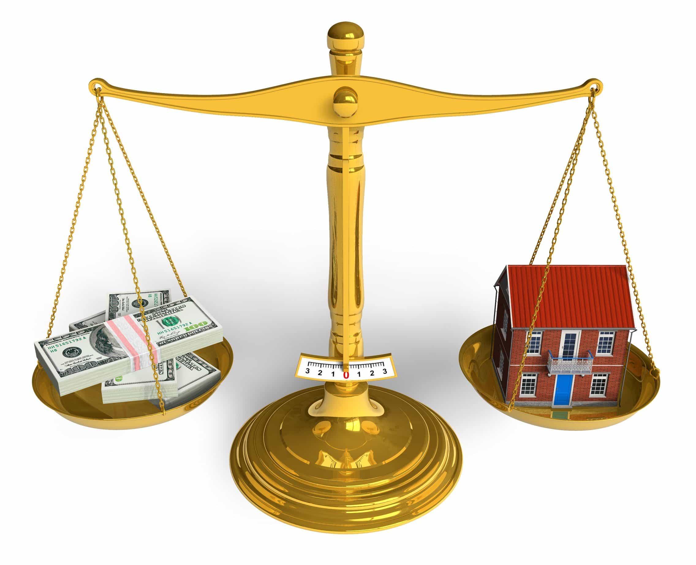 image of scales with home and cash